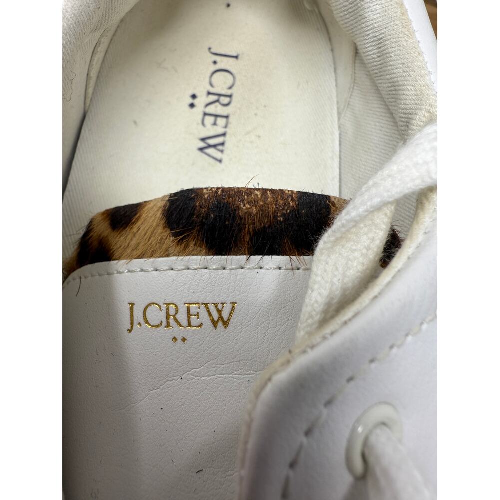 J Crew Sneakers Womens Road Trip Leopard Calf Hair White Brown Size 9.5 - Picture 5 of 8